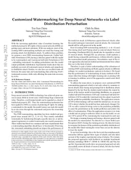 Customized Watermarking for Deep Neural Networks via Label Distribution
  Perturbation