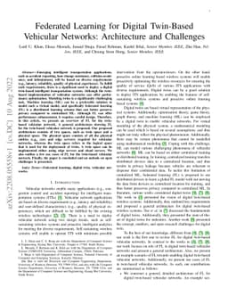 Federated Learning for Digital Twin-Based Vehicular Networks:
  Architecture and Challenges