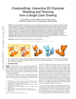 CreatureShop: Interactive 3D Character Modeling and Texturing from a
  Single Color Drawing