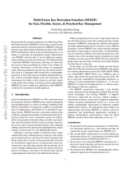 Multi-Factor Key Derivation Function (MFKDF) for Fast, Flexible, Secure,
  & Practical Key Management