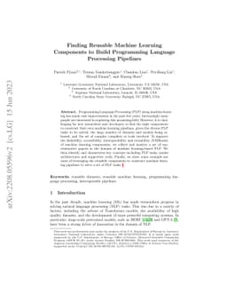 Finding Reusable Machine Learning Components to Build Programming
  Language Processing Pipelines