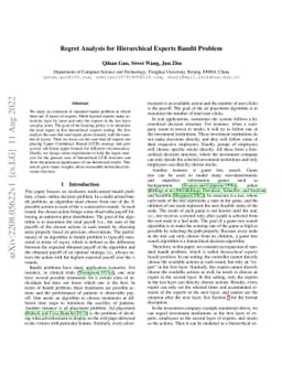 Regret Analysis for Hierarchical Experts Bandit Problem