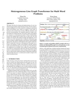 Heterogeneous Line Graph Transformer for Math Word Problems