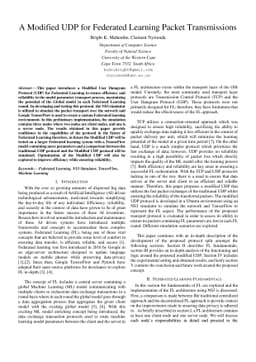 A Modified UDP for Federated Learning Packet Transmissions