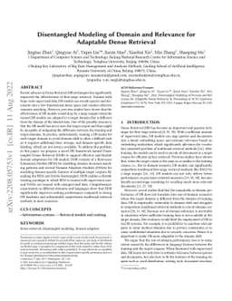 Disentangled Modeling of Domain and Relevance for Adaptable Dense
  Retrieval