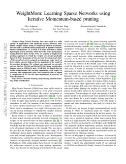 WeightMom: Learning Sparse Networks using Iterative Momentum-based
  pruning