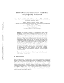 Shifted Windows Transformers for Medical Image Quality Assessment