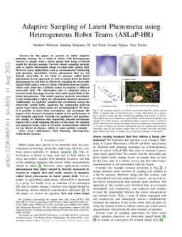 Adaptive Sampling of Latent Phenomena using Heterogeneous Robot Teams
  (ASLaP-HR)