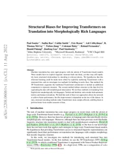 Structural Biases for Improving Transformers on Translation into
  Morphologically Rich Languages