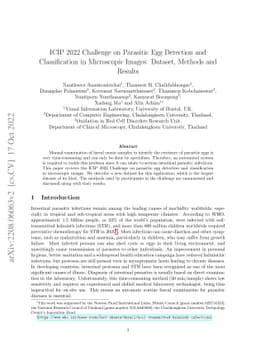 ICIP 2022 Challenge on Parasitic Egg Detection and Classification in
  Microscopic Images: Dataset, Methods and Results