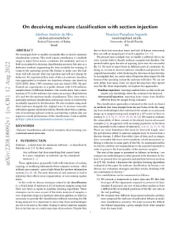 On deceiving malware classification with section injection