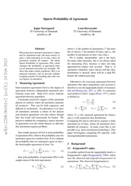 Sparse Probability of Agreement