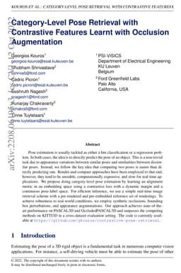 Category-Level Pose Retrieval with Contrastive Features Learnt with
  Occlusion Augmentation
