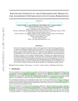 Identifying Substitute and Complementary Products for Assortment
  Optimization with Cleora Embeddings