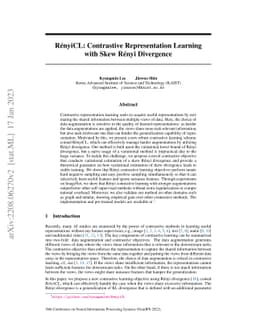 RenyiCL: Contrastive Representation Learning with Skew Renyi Divergence