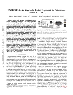 ANTI-CARLA: An Adversarial Testing Framework for Autonomous Vehicles in
  CARLA