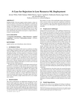 A Case for Rejection in Low Resource ML Deployment