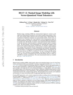 BEiT v2: Masked Image Modeling with Vector-Quantized Visual Tokenizers