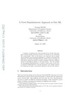 A Novel Regularization Approach to Fair ML