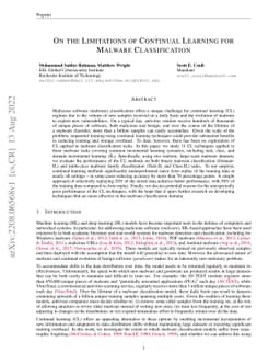 On the Limitations of Continual Learning for Malware Classification
