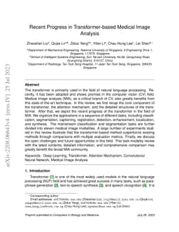 Recent Progress in Transformer-based Medical Image Analysis