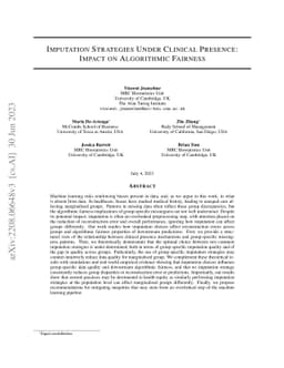 Imputation Strategies Under Clinical Presence: Impact on Algorithmic Fairness