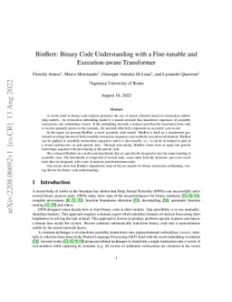 BinBert: Binary Code Understanding with a Fine-tunable and
  Execution-aware Transformer