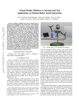 Virtual Reality Platform to Develop and Test Applications on Human-Robot
  Social Interaction