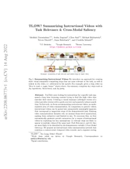 TL;DW? Summarizing Instructional Videos with Task Relevance &
  Cross-Modal Saliency