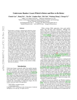 Underwater Ranker: Learn Which Is Better and How to Be Better
