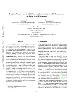 Gradient Mask: Lateral Inhibition Mechanism Improves Performance in
  Artificial Neural Networks