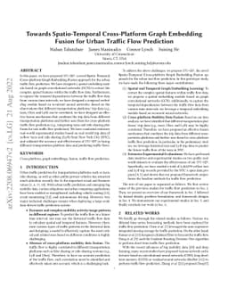 Towards Spatio-Temporal Cross-Platform Graph Embedding Fusion for Urban
  Traffic Flow Prediction