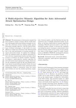 A Multi-objective Memetic Algorithm for Auto Adversarial Attack
  Optimization Design