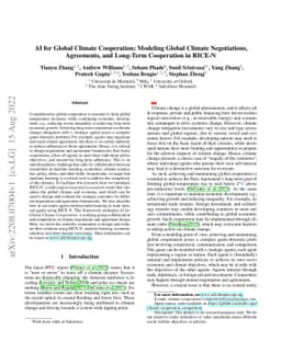AI for Global Climate Cooperation: Modeling Global Climate Negotiations,
  Agreements, and Long-Term Cooperation in RICE-N