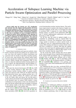 Acceleration of Subspace Learning Machine via Particle Swarm
  Optimization and Parallel Processing