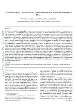 A Blockchain-based Decentralised and Dynamic Authorisation Scheme for
  the Internet of Things