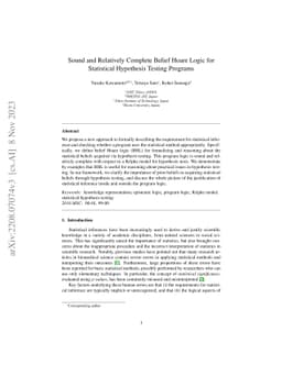 Sound and Relatively Complete Belief Hoare Logic for Statistical
  Hypothesis Testing Programs