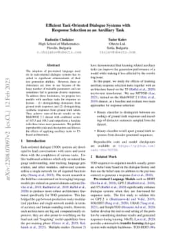 Efficient Task-Oriented Dialogue Systems with Response Selection as an
  Auxiliary Task