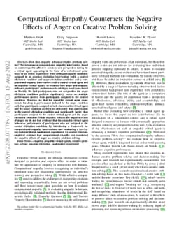 Computational Empathy Counteracts the Negative Effects of Anger on
  Creative Problem Solving