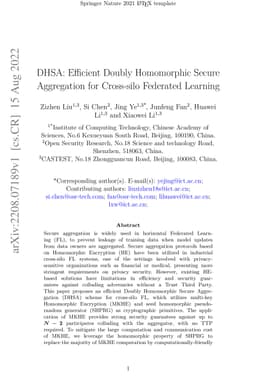 DHSA: Efficient Doubly Homomorphic Secure Aggregation for Cross-silo
  Federated Learning