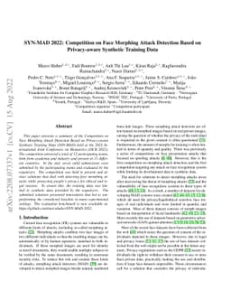 SYN-MAD 2022: Competition on Face Morphing Attack Detection Based on
  Privacy-aware Synthetic Training Data