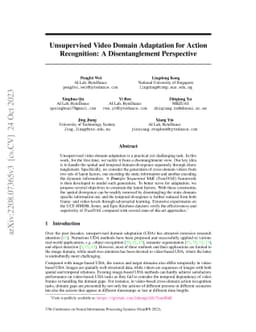 Unsupervised Video Domain Adaptation for Action Recognition: A
  Disentanglement Perspective