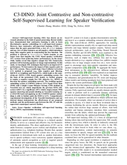 C3-DINO: Joint Contrastive and Non-contrastive Self-Supervised Learning
  for Speaker Verification