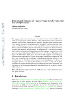 Universal Solutions of Feedforward ReLU Networks for Interpolations
