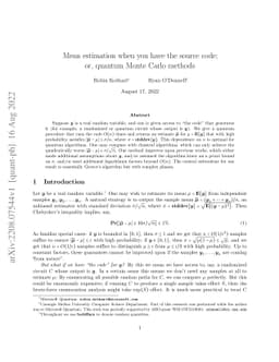 Mean estimation when you have the source code; or, quantum Monte Carlo
  methods