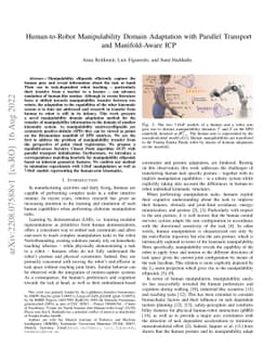 Human-to-Robot Manipulability Domain Adaptation with Parallel Transport
  and Manifold-Aware ICP