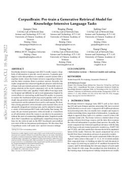 CorpusBrain: Pre-train a Generative Retrieval Model for
  Knowledge-Intensive Language Tasks