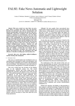 FALSE: Fake News Automatic and Lightweight Solution