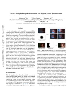 Local Low-light Image Enhancement via Region-Aware Normalization
