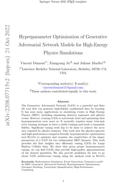 Hyperparameter Optimization of Generative Adversarial Network Models for
  High-Energy Physics Simulations